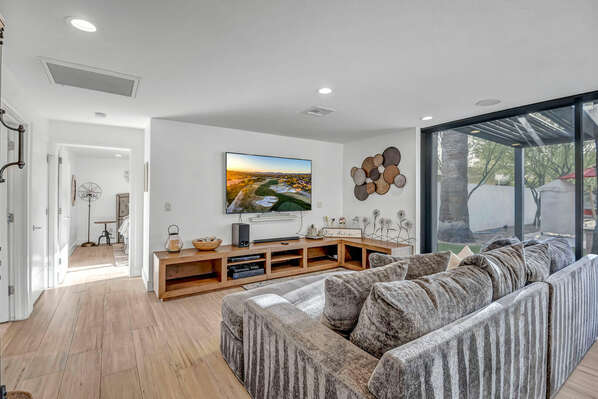 Living Room with Plenty of Comfortable Seating and Smart TV