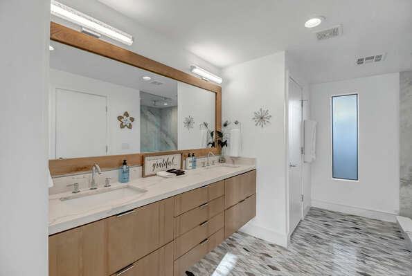 Master En Suite Bathroom with Dual Sink and Large Walk in Shower