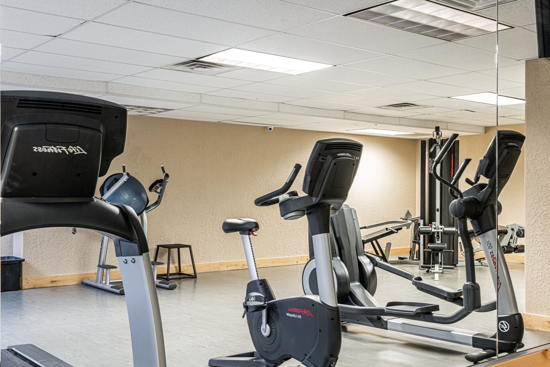 Community fitness center features multiple cardio options