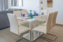 Contemporary dining set with upholstered chairs