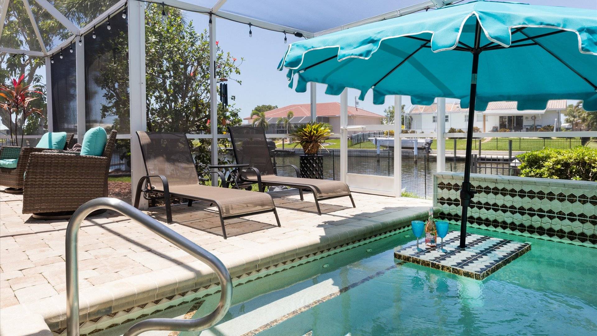 Soak up the beautiful Florida sunshine in your own private pool along the canal waters