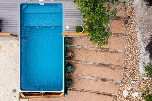 The view from above of private salt water pool