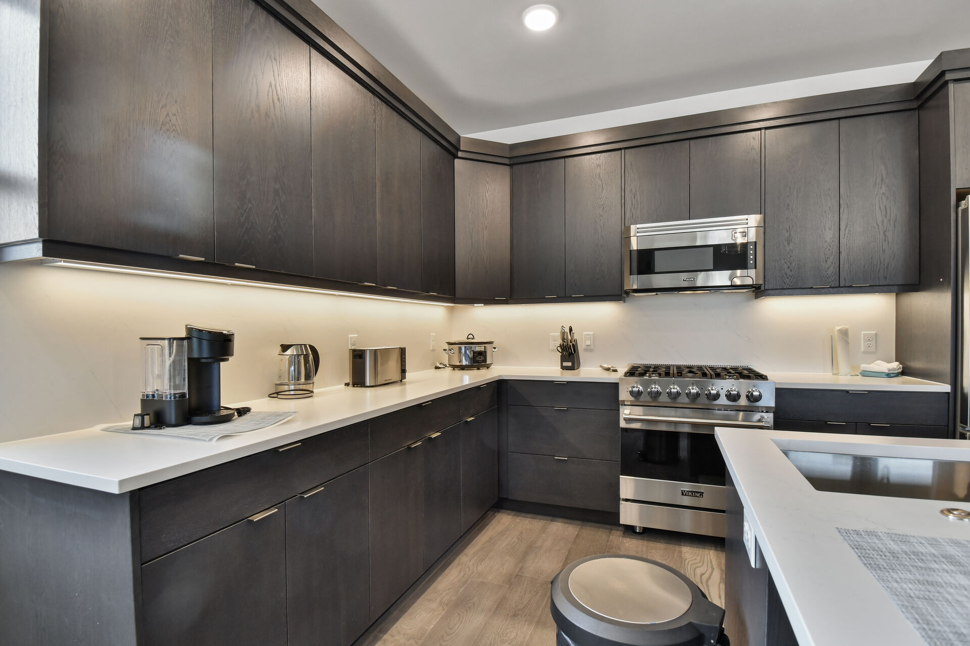 Modern kitchen with Viking stainless steel appliances