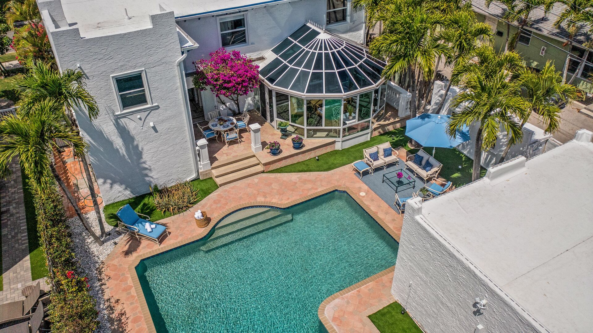 View of Indigo Key from above! Soak in the heated pool and let your worries fade away.