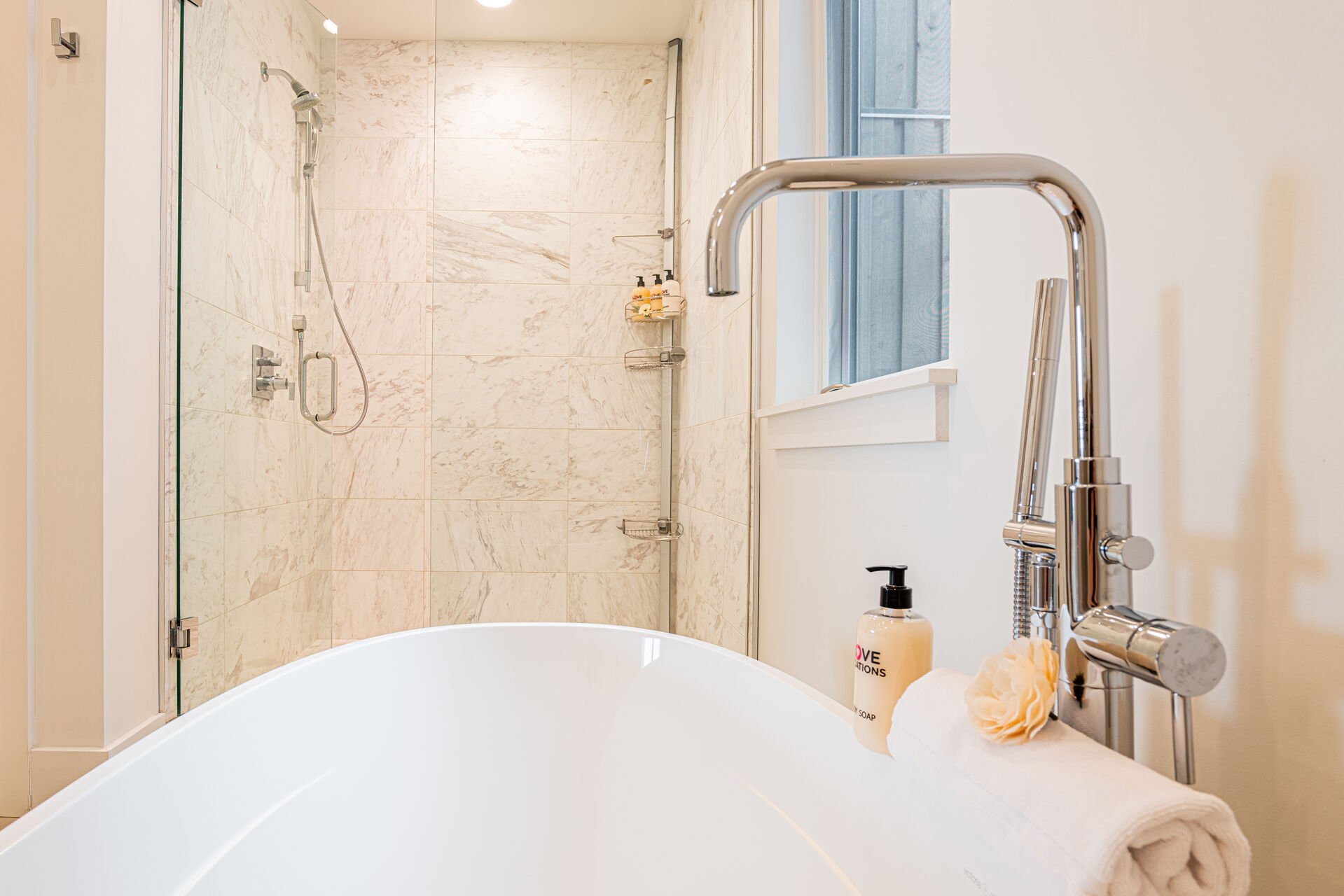 Soaking Tub and Tile/Glass Shower