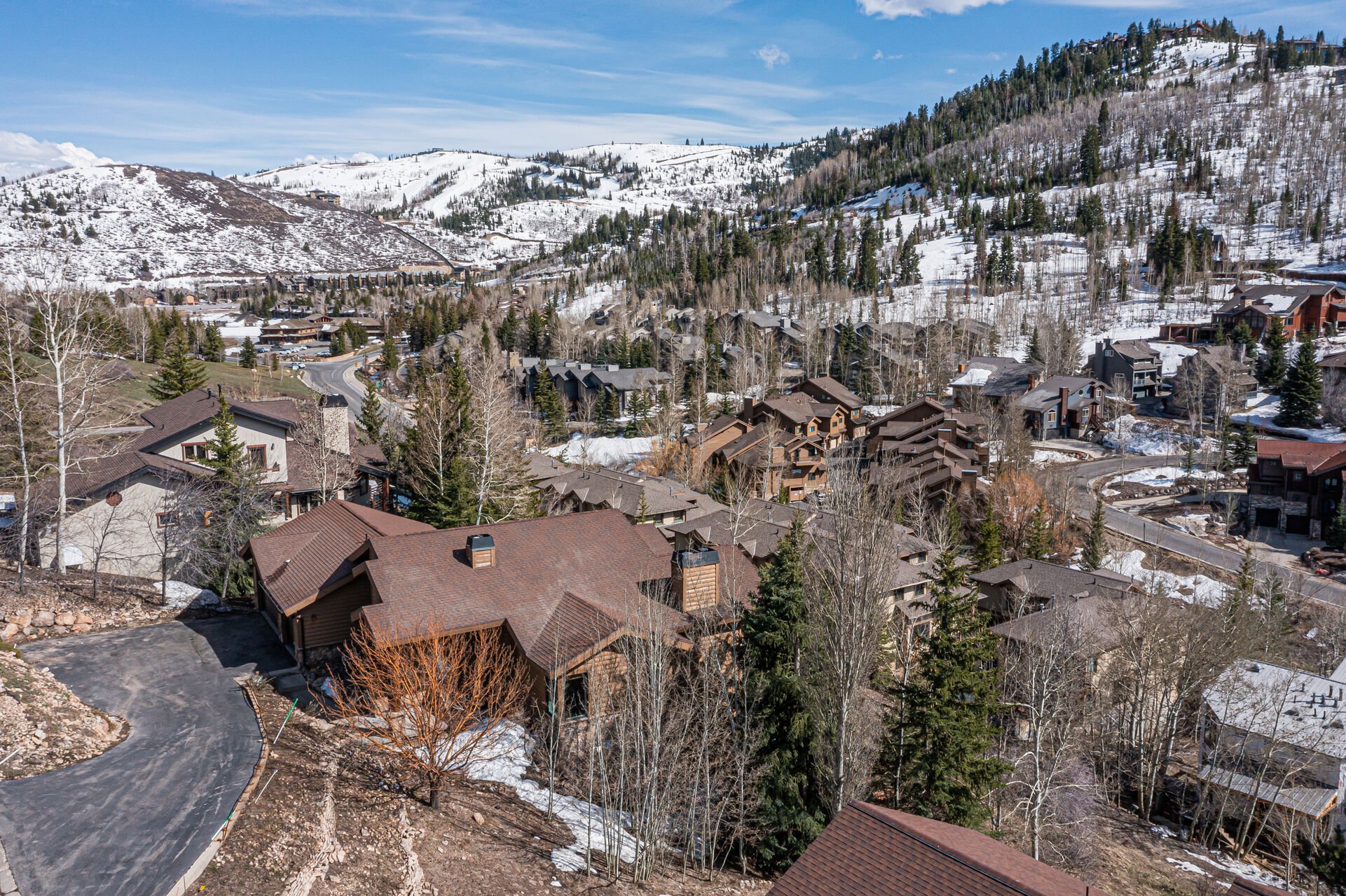 Driveway to Two-Car Garage and Deer Valley Resort Backdrop