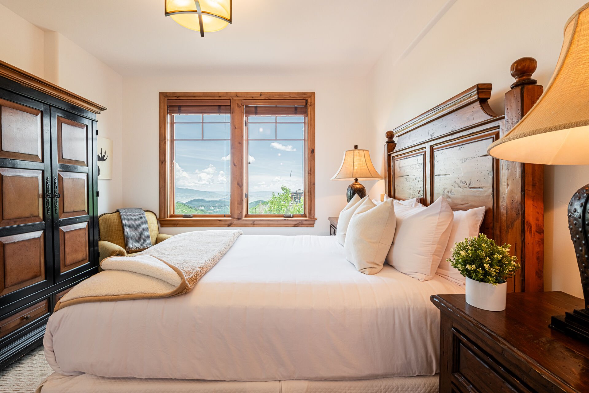 Master Bedroom 3 with queen bed, TV with cable and mountain views