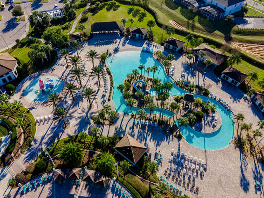aerial view of resort amenities