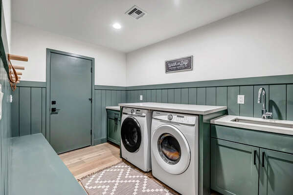 Large Laundry Room with Full Size Washer and Dyer