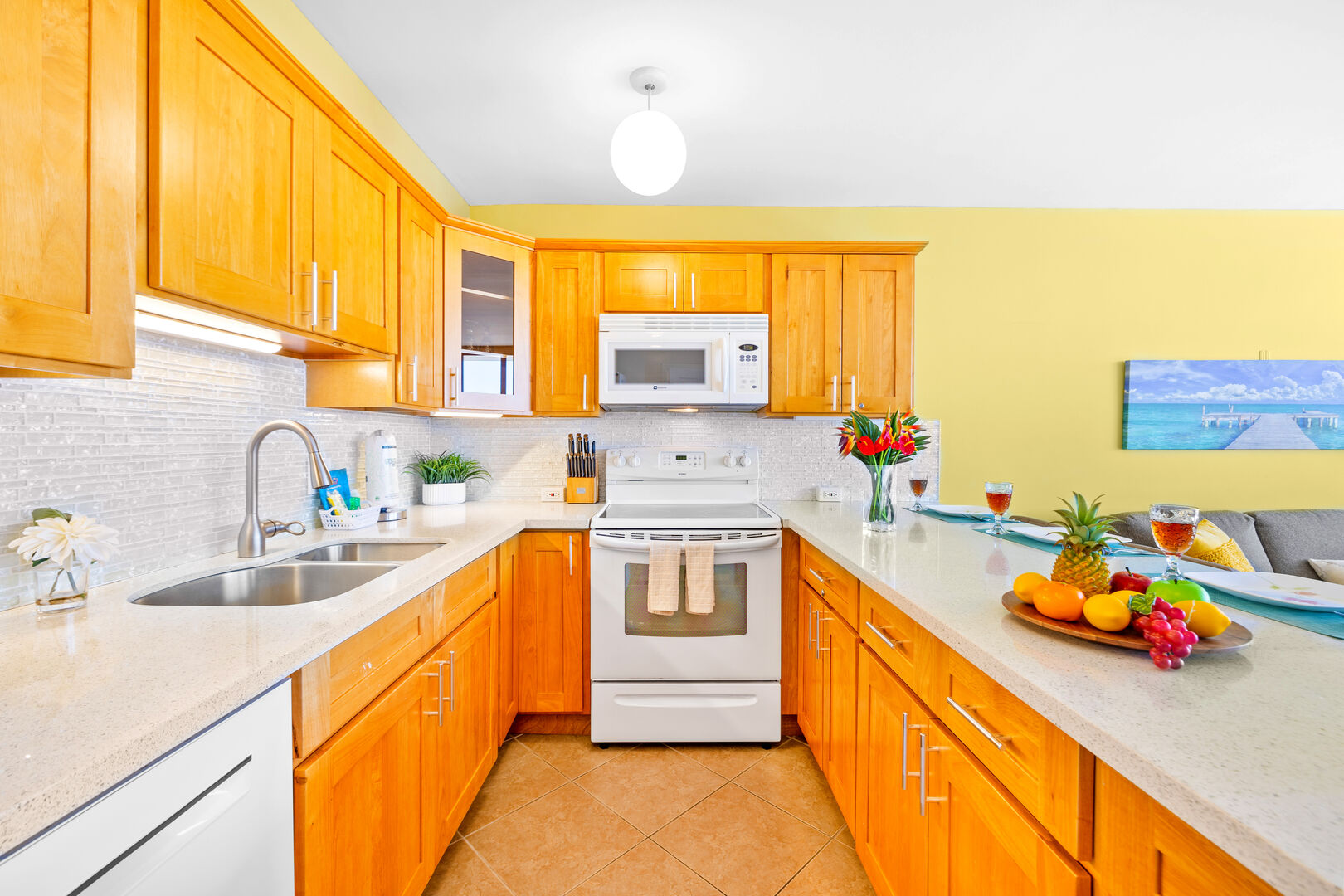 Fully equipped kitchen with dishwasher for your culinary needs.