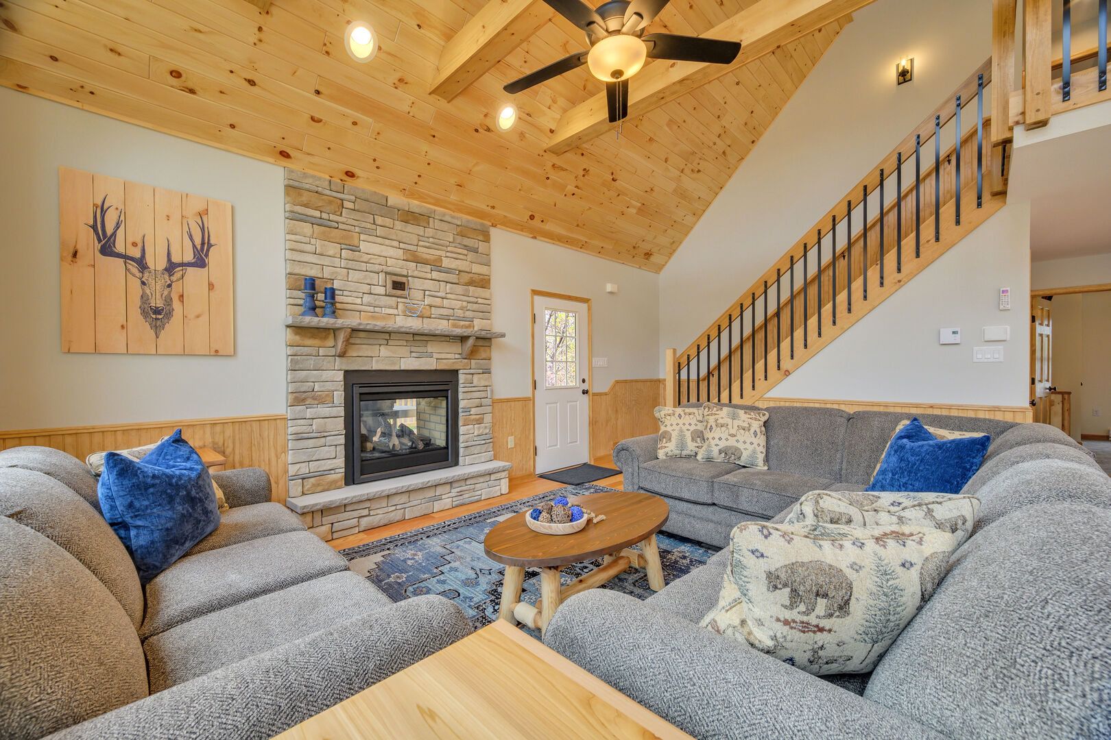 Family Time together in the 2nd Floor Great Room with Indoor/Outdoor Fireplace.