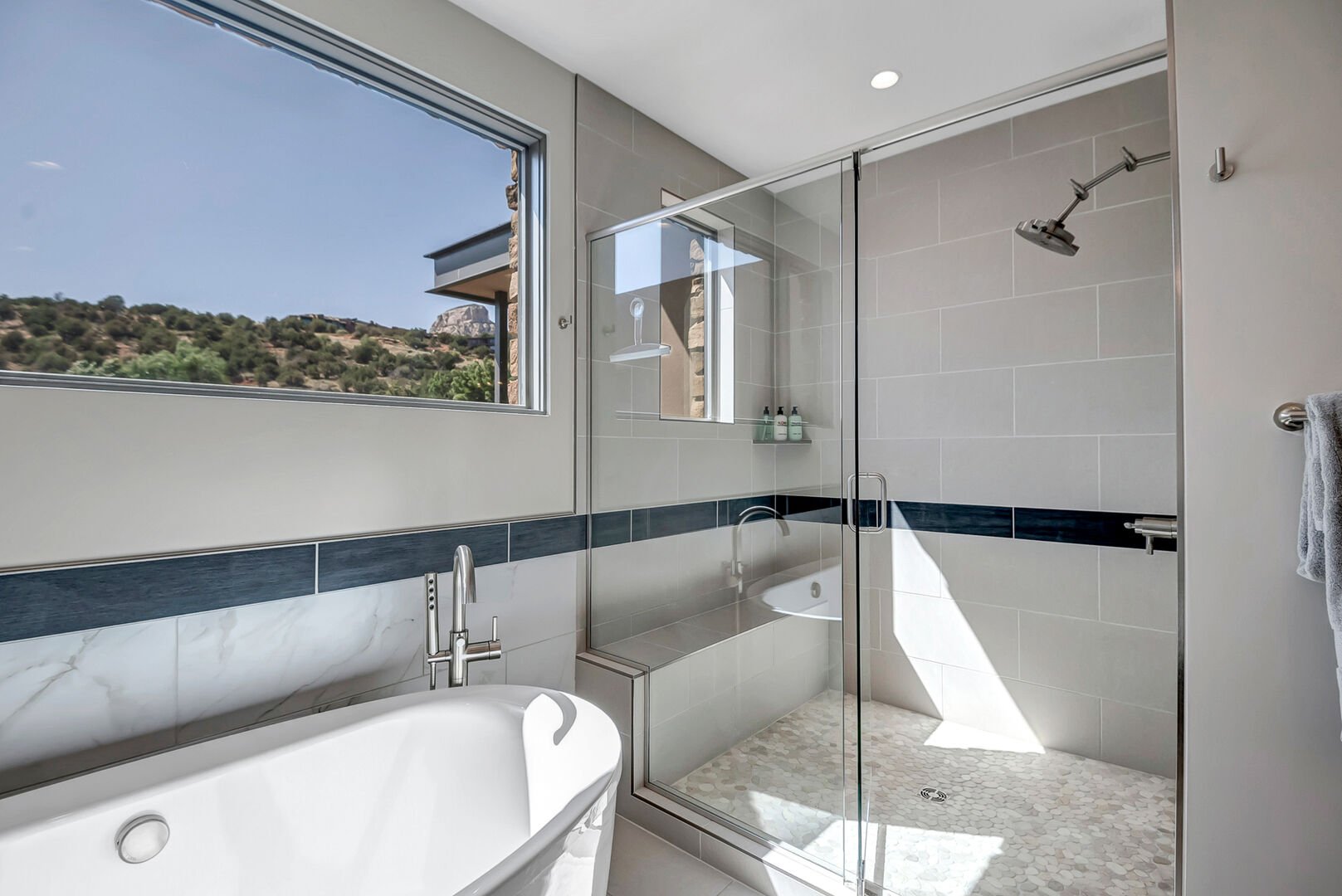 Large Walk in Shower with Beautiful Red Rock Views