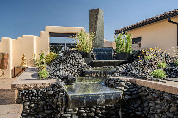 Front Courtyard with Stunning Fountain- Look Closely has it Resembles a Snake!