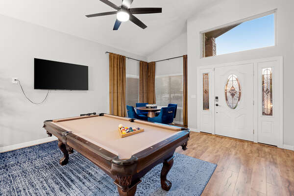 Game Area with Pool Table, Poker Table and Smart TV