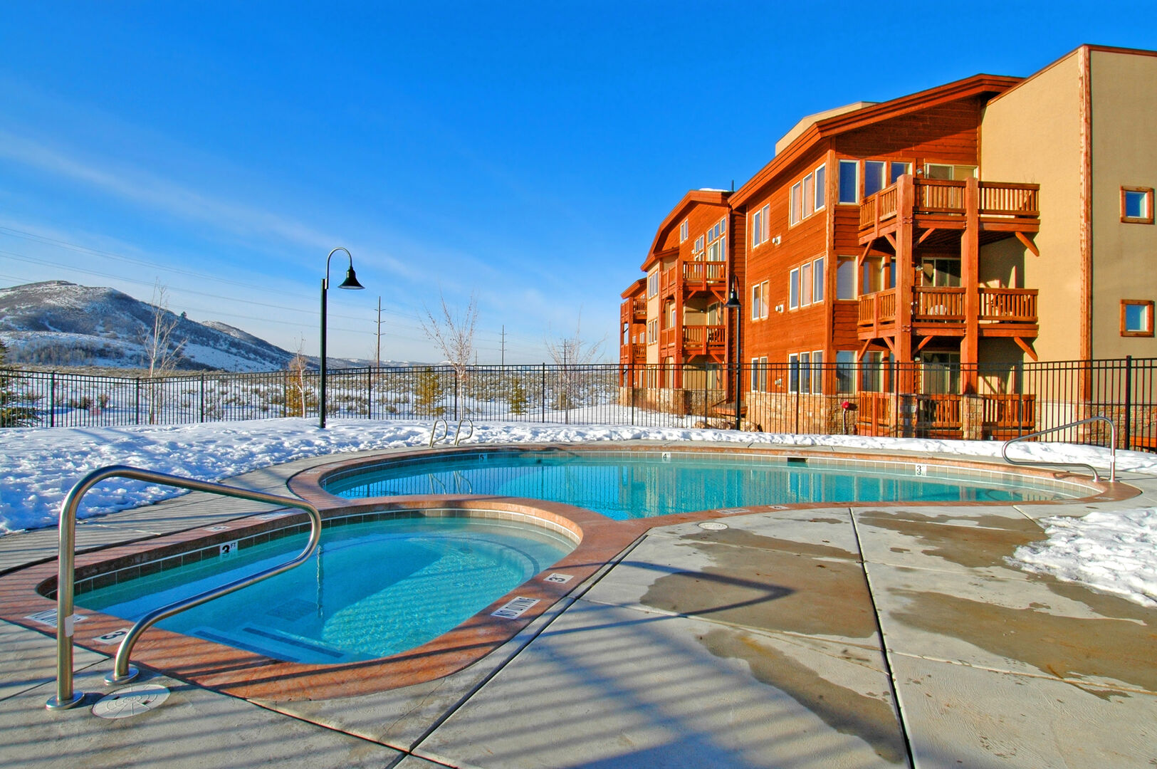Outdoor Pool / Hot Tub at the Crestview Clubhouse located between buildings B and C.