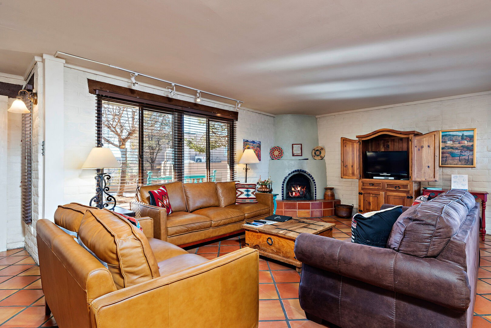 Living Room with Kiva Fireplace