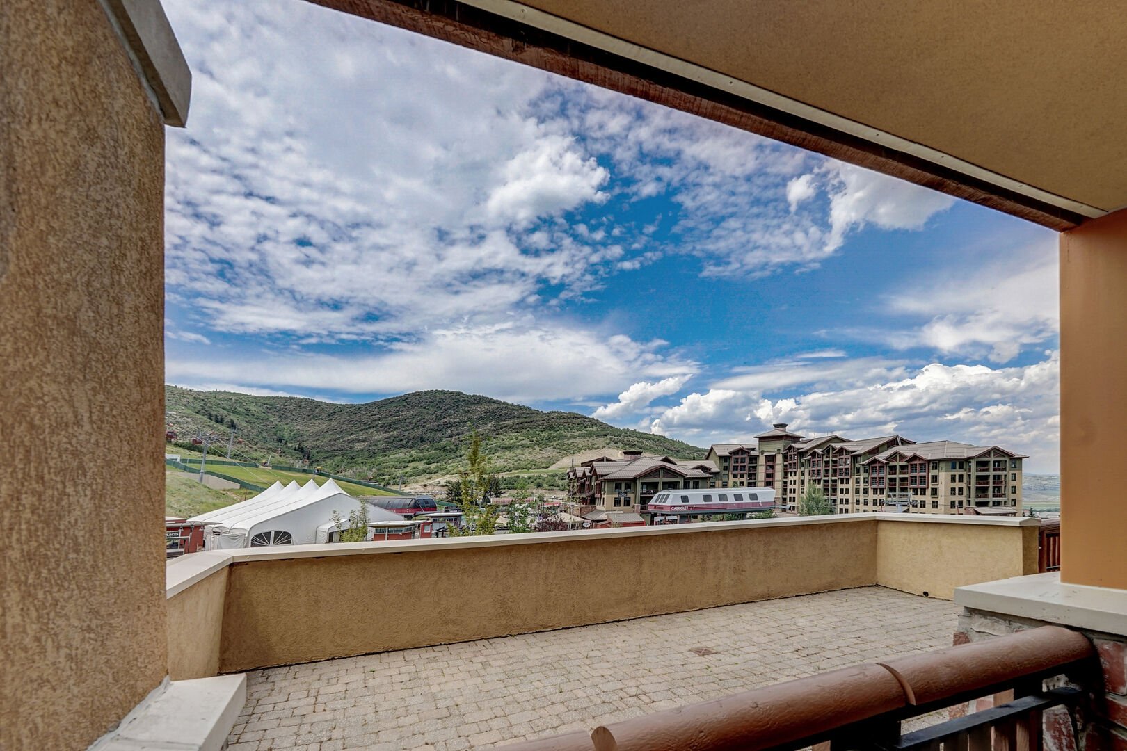 Balcony view of Canyons Village and access to veranda.