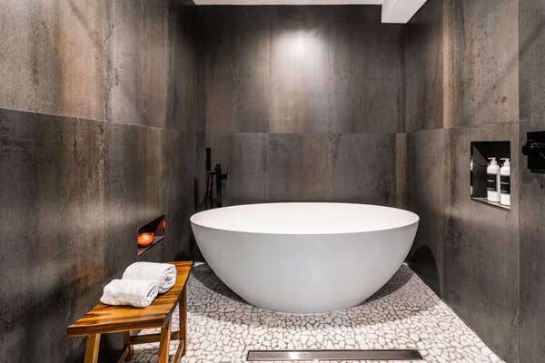 Bathroom 2 with Freestanding Tub & Shower (main level)