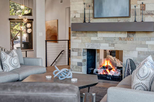 Living Room with Comfortable Seating and Gas Fireplace