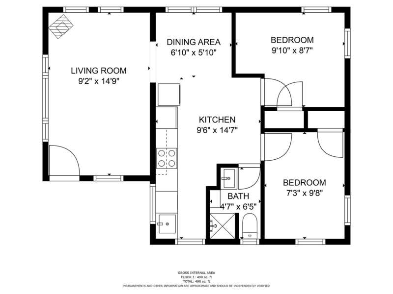 Floorplan (top right is the den, not a bedroom but is used as secondary sleep space) - 79 West Road Orleans - Bed Splash and Beyond - NEVR
