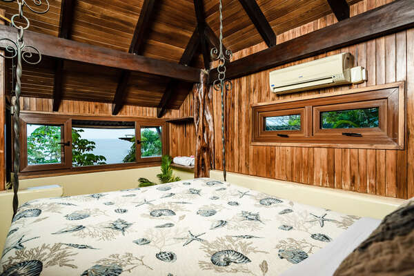 The attic room on the tower's third floor with a breathtaking ocean view