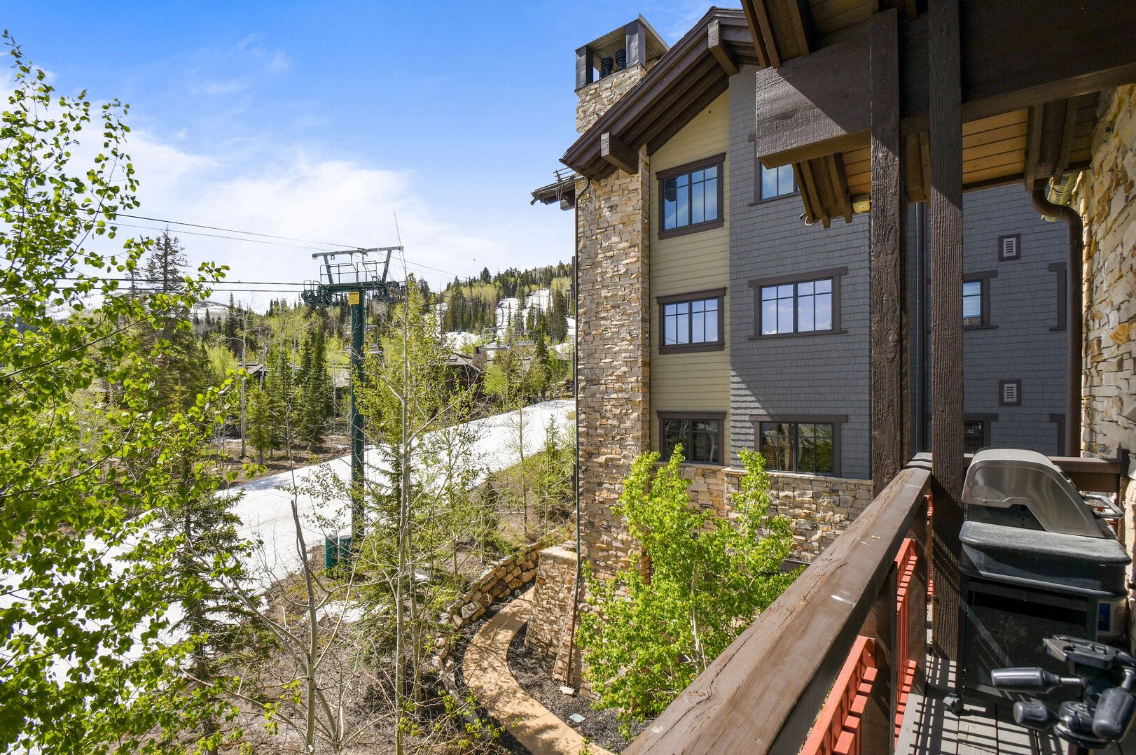 Look out onto the slope from your balcony.