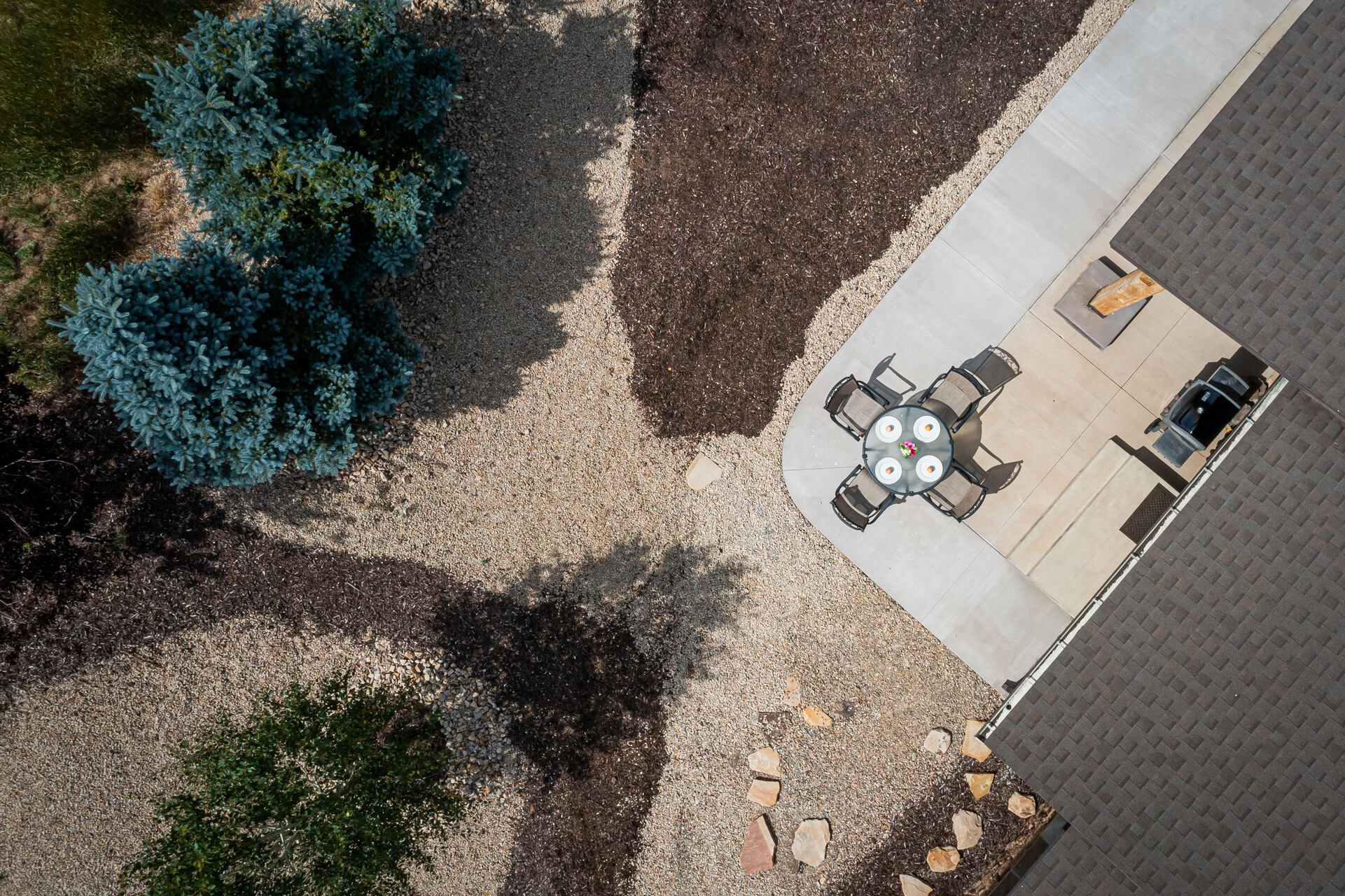Patio dining area from above