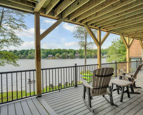 Enjoy the View
Rain or Shine, you can enjoy the views from the Covered Deck at Lake Front :Livin.