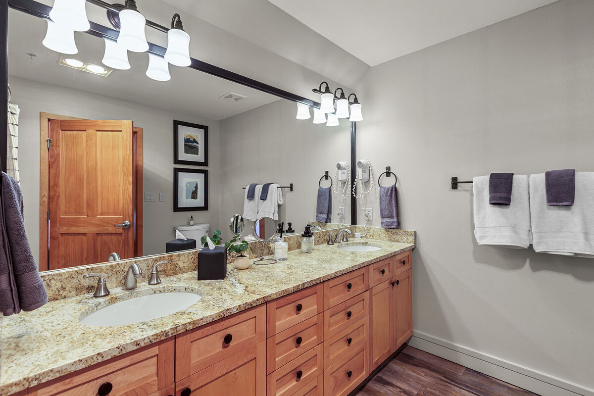   Dual vanities enhance your stay with comfort and convenience in mind.  
