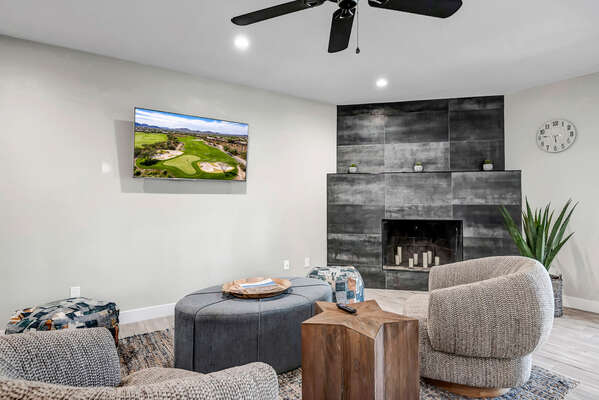 Second Living Space with Cozy Accent Chairs and Smart TV