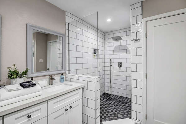 Master bedroom en suite bathroom with walk-in shower