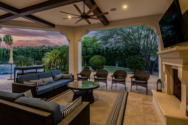 Enjoy Hanging Out Under the Expansive Covered Patio While Watching Some TV or Enjoying the Gas Fireplace