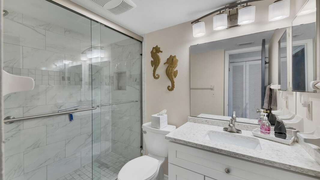 Gorgeous second bathroom with walk-in shower.