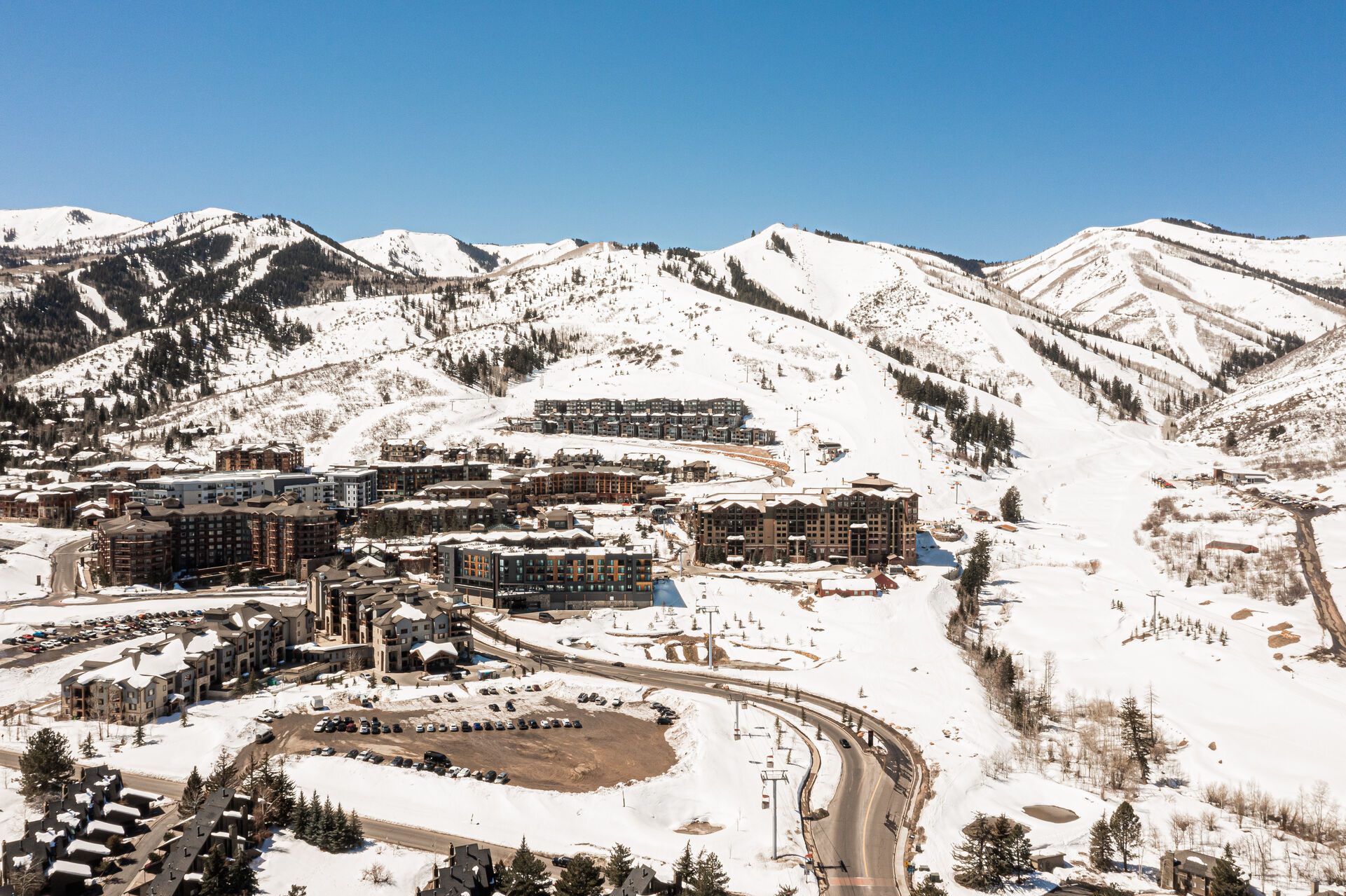 Arial view of the Silverado Lodge and surrounding slopes