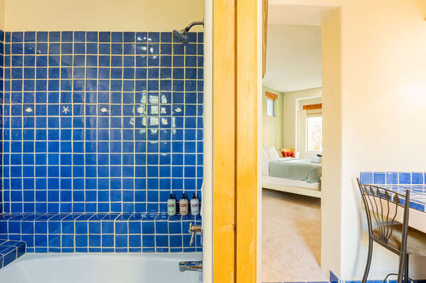 Blue Tiled Tub/Shower Combo