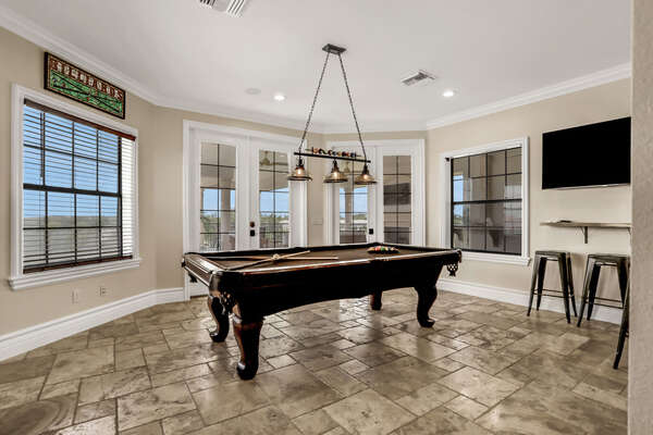 Pool table and lounge