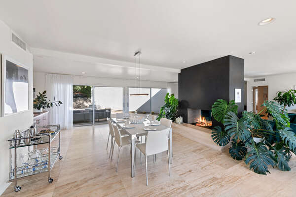 SPA-LIKE MID-CENTURY MOD HAVEN.  GREAT ROOM WITH FIREPLACE CREATING AN UNFORGETTABLE FEEL IN THIS EXPANSIVE SPACE.
