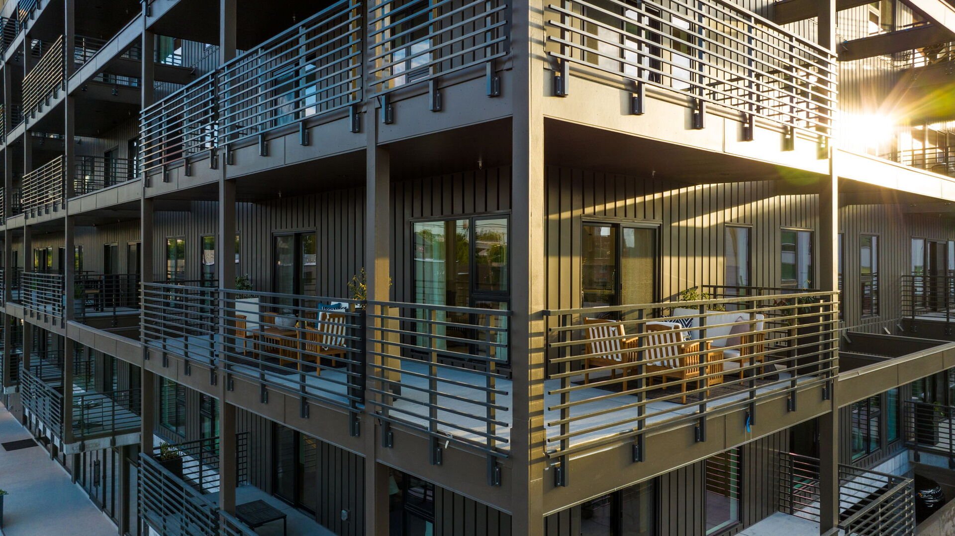 Exterior: Modern building showcasing sleek industrial design in the heart of Nashville.
