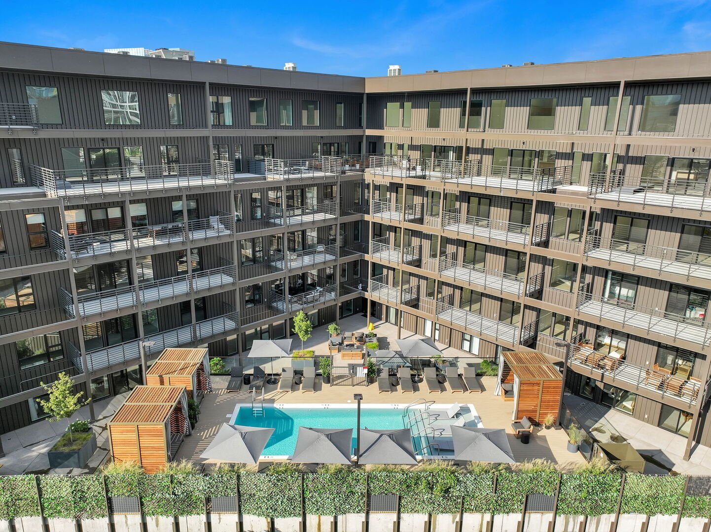 Communal Areas: Outdoor includes a sparkling blue pool, multiple outdoor furnishings and lounging areas, fire pit, ping pong, and BBQ.