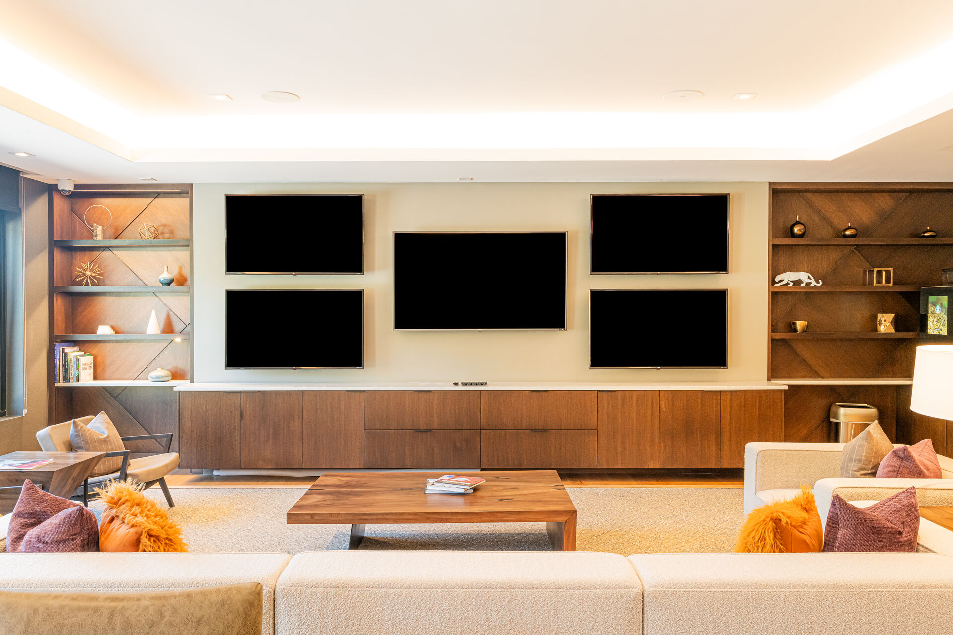Communal lounge with multiple Smart TVs