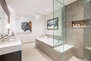 Glass shower and large soaker tub