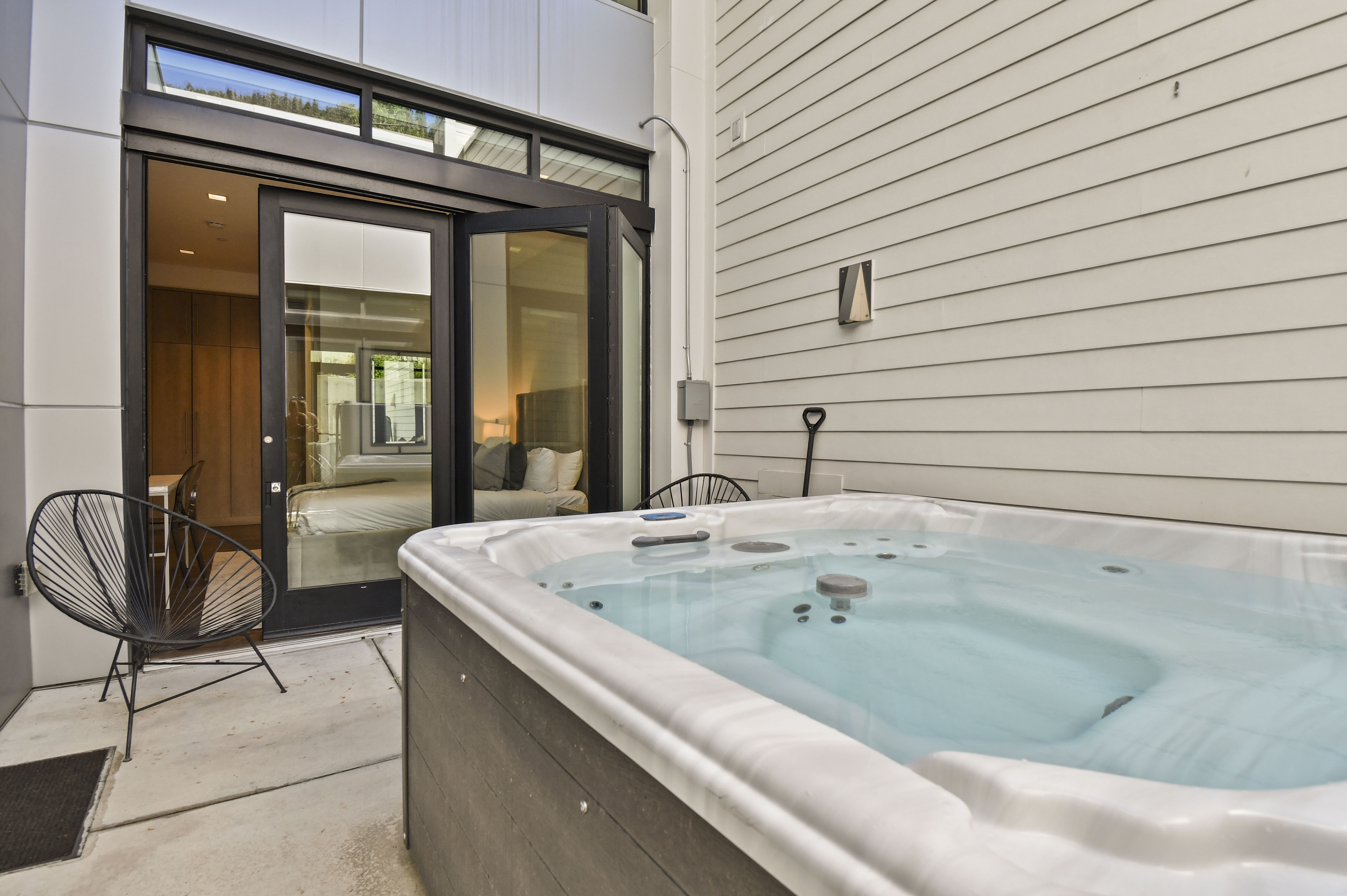 Private hot tub provides maximum privacy, surrounded by the walls of your own condo.