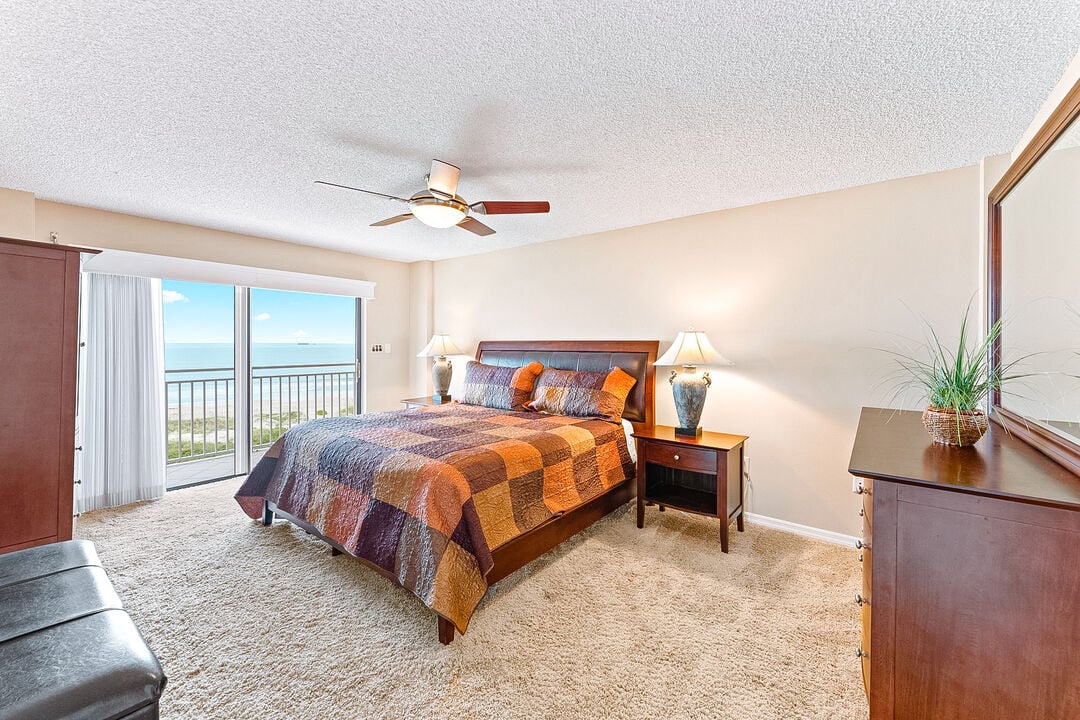 Spacious master bedroom with breathtaking direct oceanfront views.