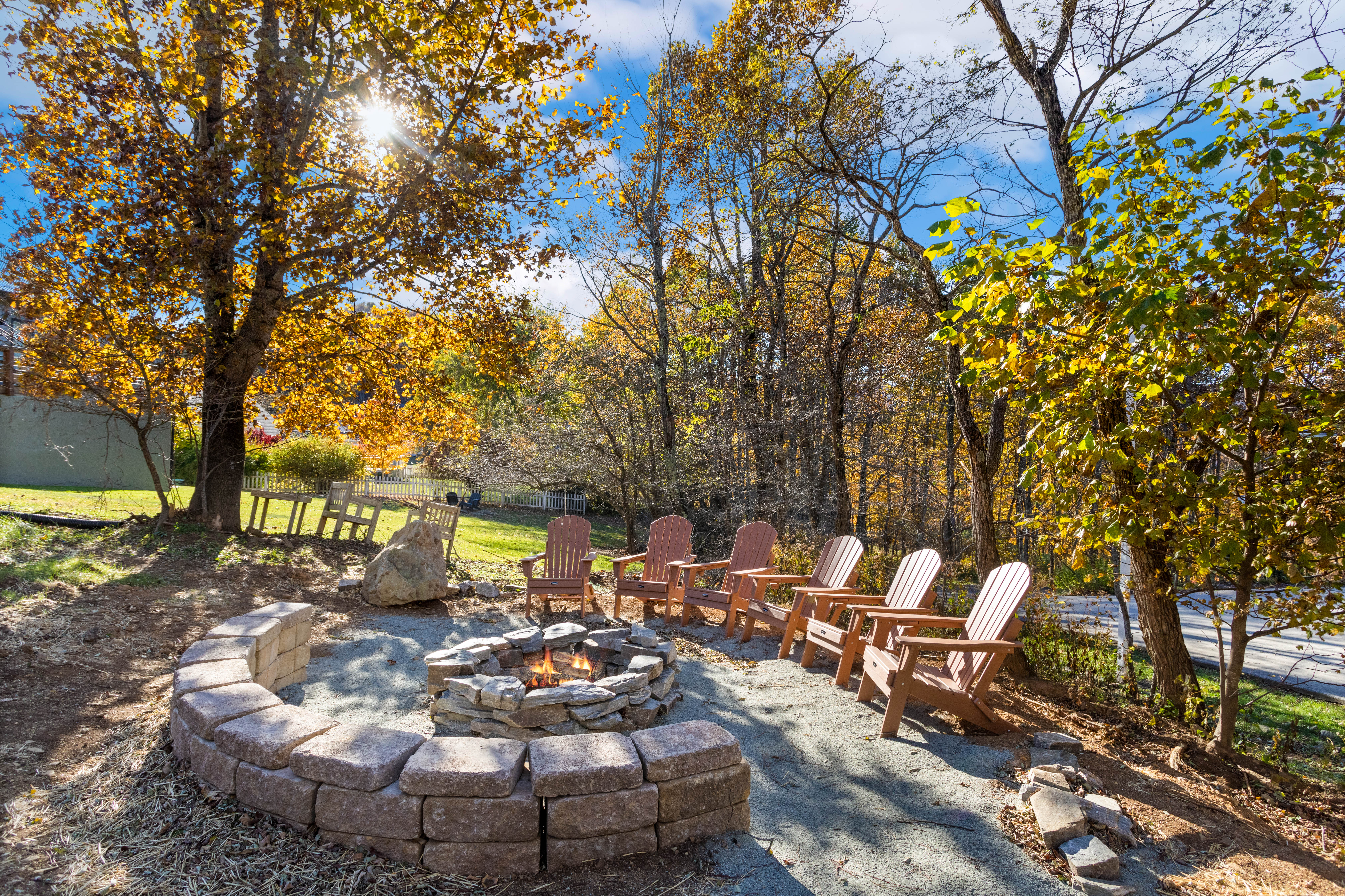 Large Fire Pit with Adirondack Chairs