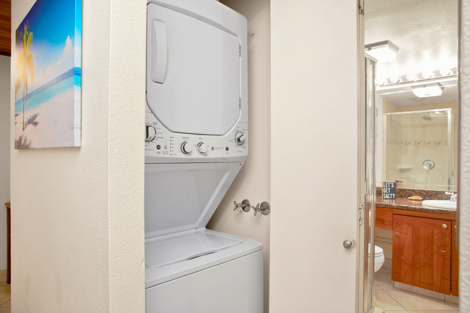 For your laundry needs, there is a washer and dryer available in the unit!