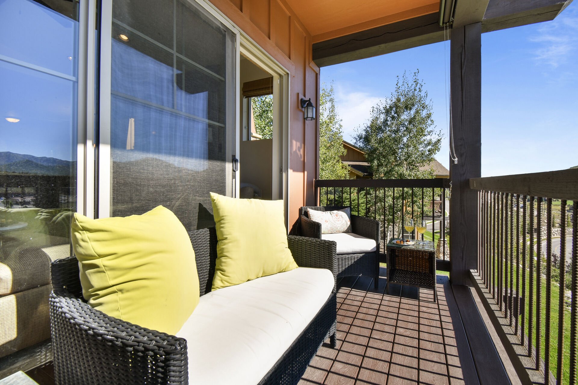 Upstairs deck/patio to unwind and enjoy the gorgeous views of the ski trails at Park City Mountain Resort