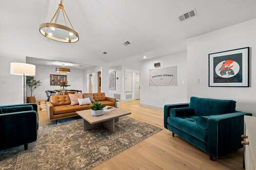 Open and bright with a vaulted ceiling