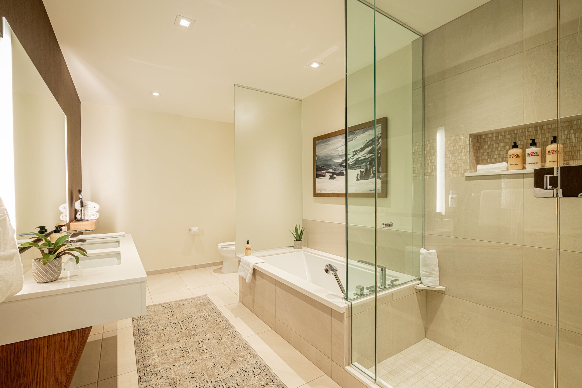 Master bedroom 1 en suit bathroom with glass shower