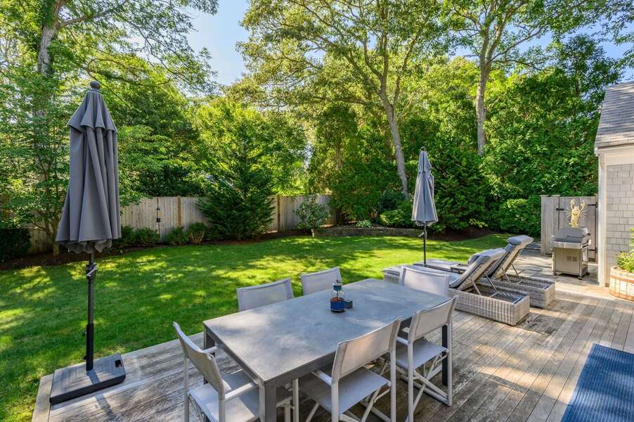 Backyard with outdoor dining area