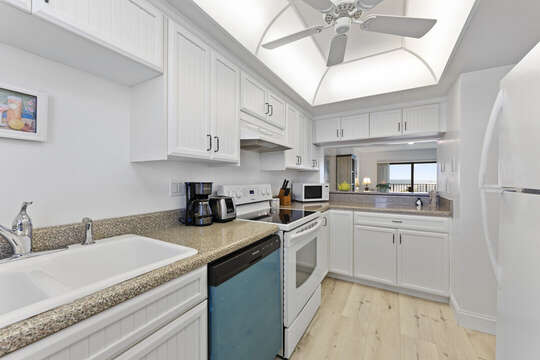 Fully equipped kitchen designed to meet your basic cooking needs.